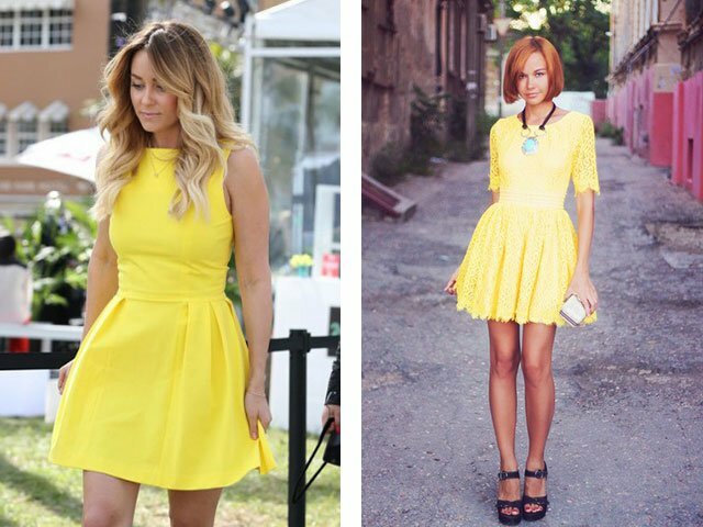 Ako si vybrať žlté šaty a čo ich nosiť - fotky žltých šiat
