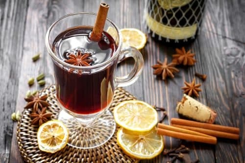 Christmas mulled wine with a cold