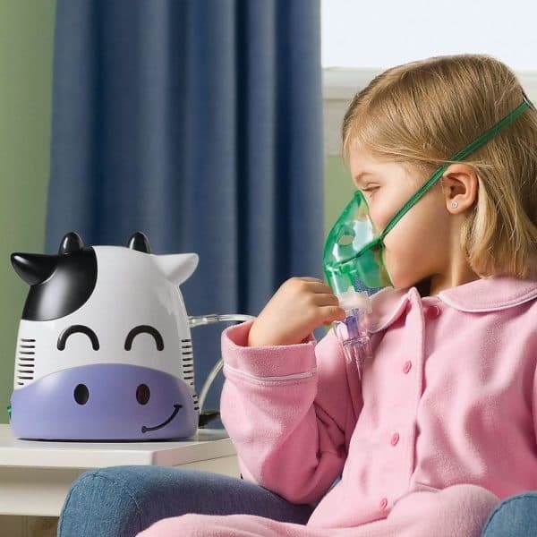 Inhalation by a nebulizer to a child