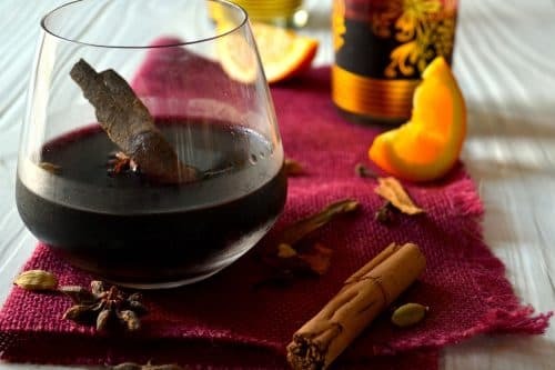 cognac mulled wine with cold