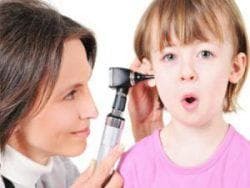 fluid in the child from the ear