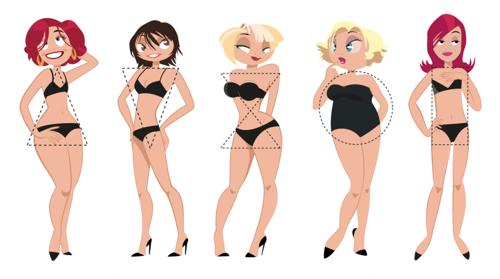 איך לבחור בגד גוף לפי סוג של דמות?בנות של דמויות שונות בבגדי ים: צילום