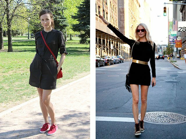 How to wear a dress with sneakers photo 2016-2017