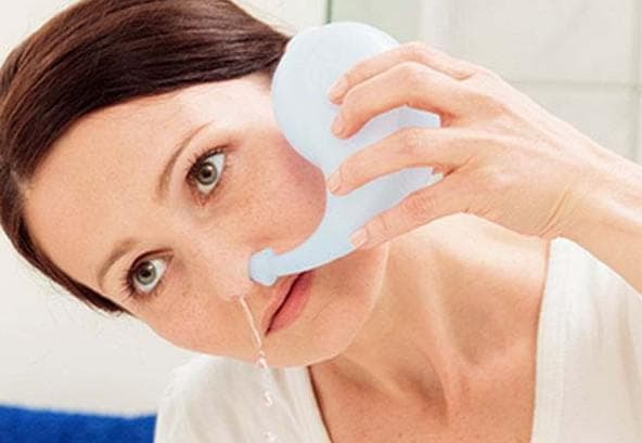 Rinsing of the nose with a solution