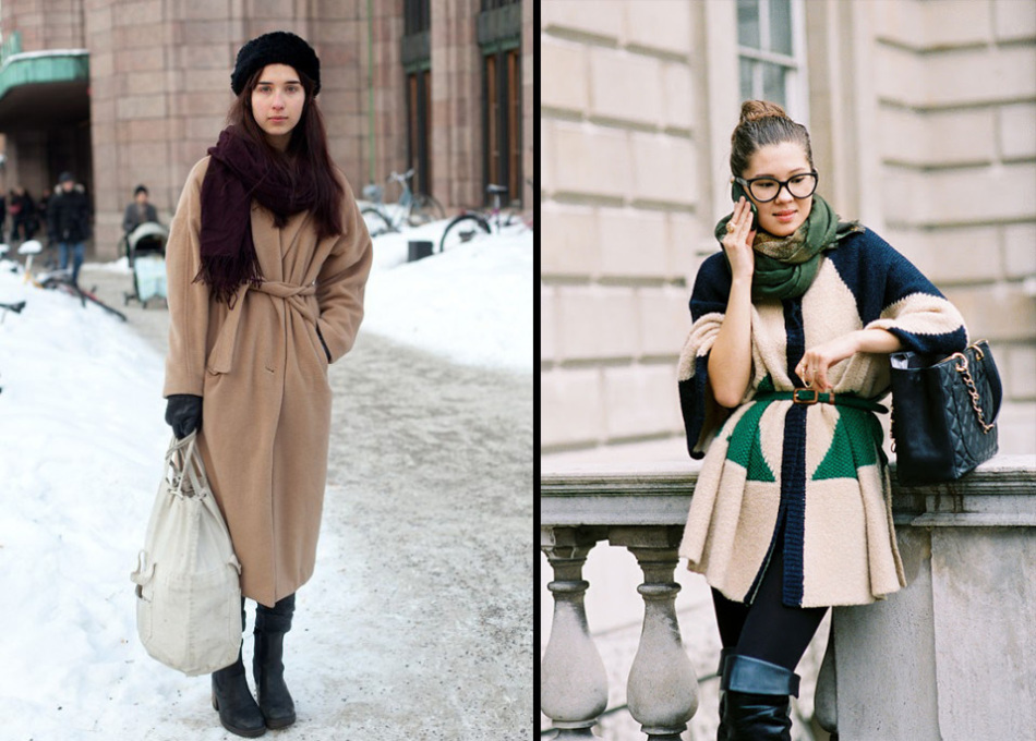 Как носить шарфы с пальто женщинам